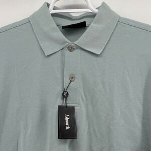 Ashworth Mens Aqua Blue Cotton Pique Short Sleeve Golf Polo Shirt AM3028 XL NWT